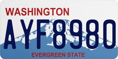 WA license plate AYF8980