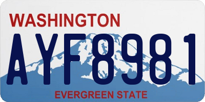 WA license plate AYF8981