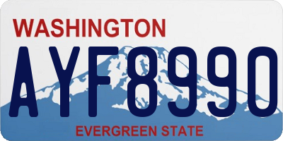 WA license plate AYF8990