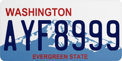 WA license plate AYF8999