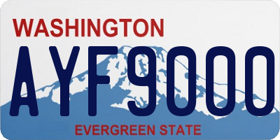 WA license plate AYF9000