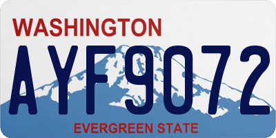 WA license plate AYF9072