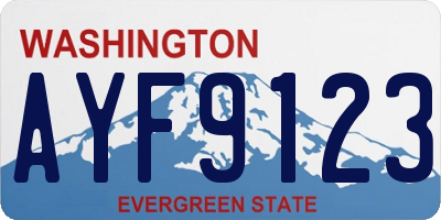 WA license plate AYF9123