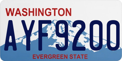 WA license plate AYF9200