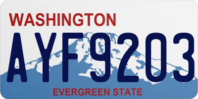 WA license plate AYF9203
