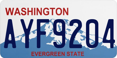 WA license plate AYF9204