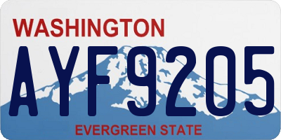 WA license plate AYF9205