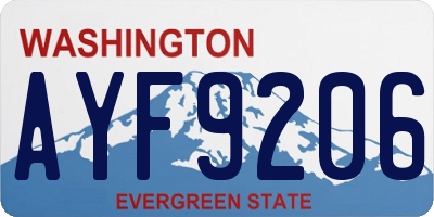 WA license plate AYF9206