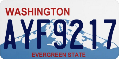 WA license plate AYF9217