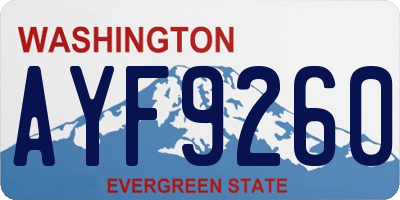 WA license plate AYF9260