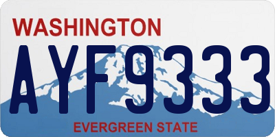 WA license plate AYF9333