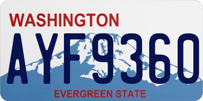 WA license plate AYF9360
