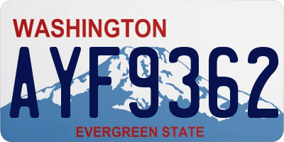 WA license plate AYF9362