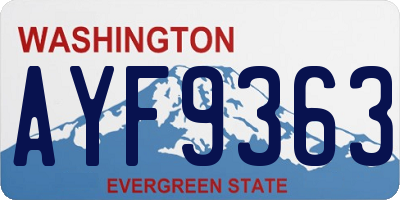 WA license plate AYF9363