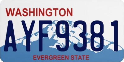 WA license plate AYF9381