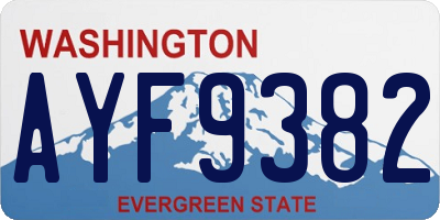 WA license plate AYF9382