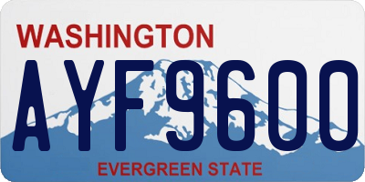 WA license plate AYF9600