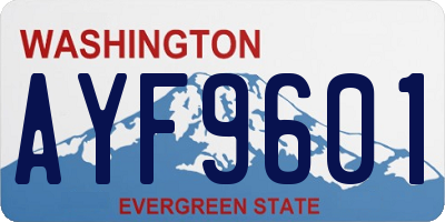 WA license plate AYF9601