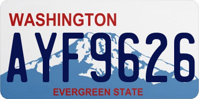 WA license plate AYF9626