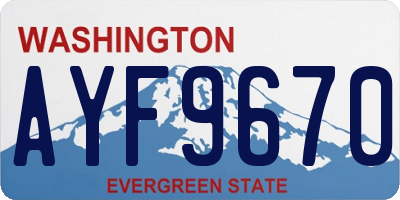 WA license plate AYF9670