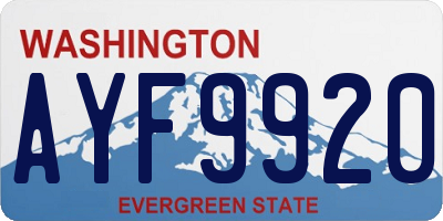 WA license plate AYF9920