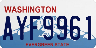 WA license plate AYF9961