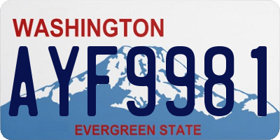 WA license plate AYF9981