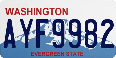 WA license plate AYF9982