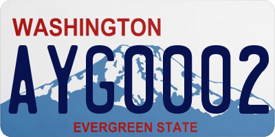 WA license plate AYG0002