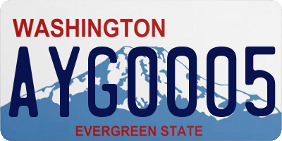 WA license plate AYG0005