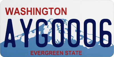 WA license plate AYG0006