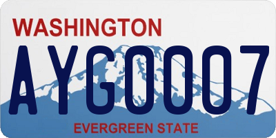 WA license plate AYG0007