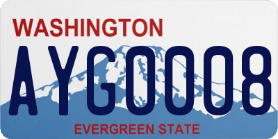 WA license plate AYG0008