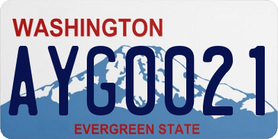 WA license plate AYG0021