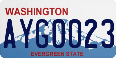WA license plate AYG0023