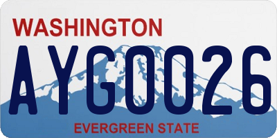 WA license plate AYG0026