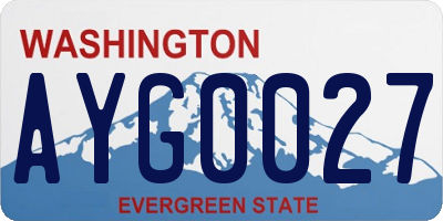 WA license plate AYG0027
