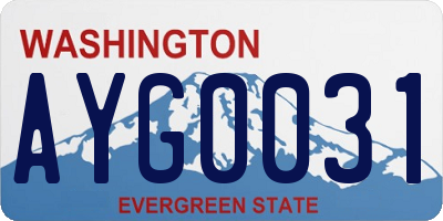 WA license plate AYG0031