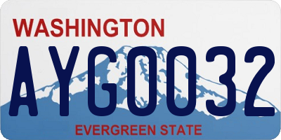 WA license plate AYG0032