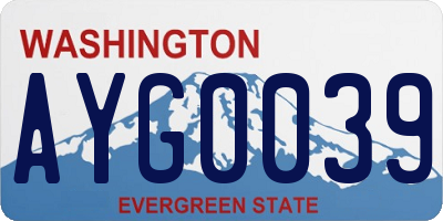 WA license plate AYG0039