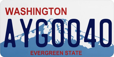 WA license plate AYG0040