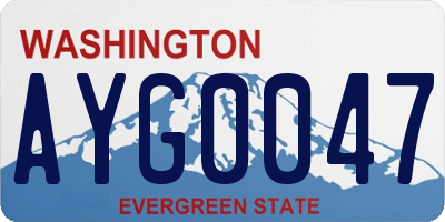 WA license plate AYG0047