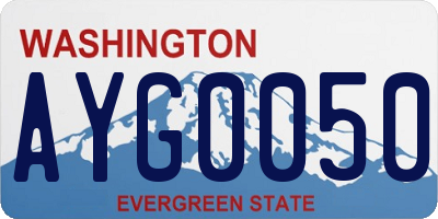WA license plate AYG0050