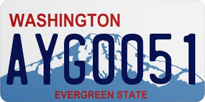 WA license plate AYG0051