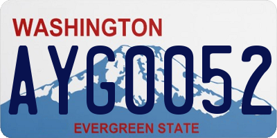 WA license plate AYG0052