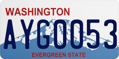 WA license plate AYG0053