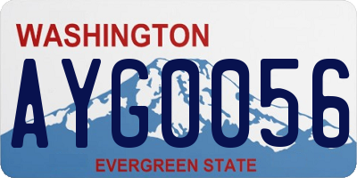 WA license plate AYG0056
