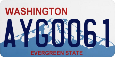 WA license plate AYG0061