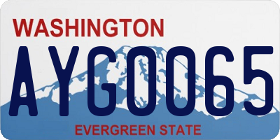 WA license plate AYG0065