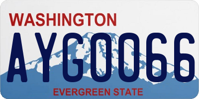 WA license plate AYG0066